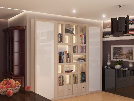 Светлый шкаф в дизайне гостиной