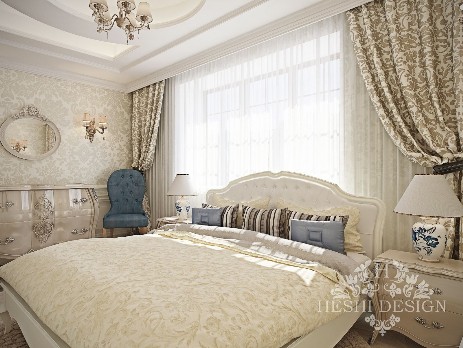 Дизайн интерьера спальни в доме в классическом стиле