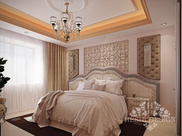 Дизайн интерьера спальни в коттедже в классическом стиле