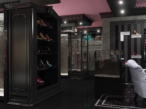 Дизайн зоны обуви в элитном бутике