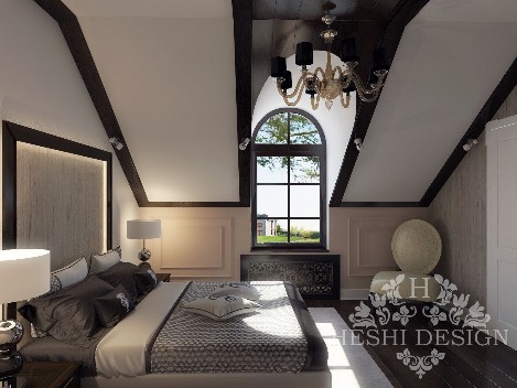 Дизайн интерьера спальни владельцев таунхауса