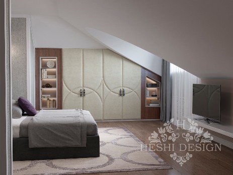 Дизайн спальной комнаты на мансарде