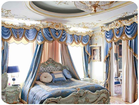 Стиль рококо в дизайне интерьера спальни